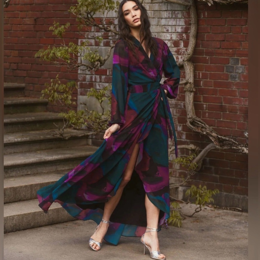 Hutch Bridge dress Teal & Magenta Floral Wrap - Picture 3 of 15
